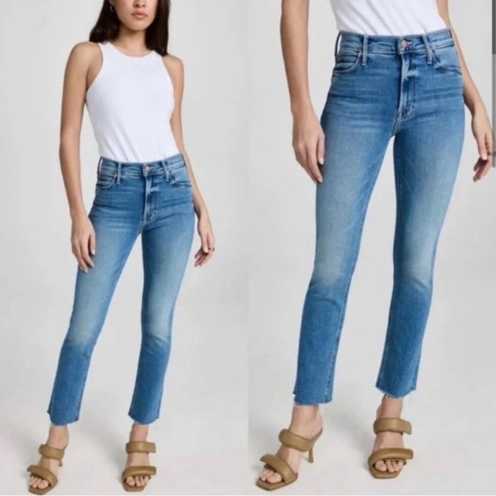MOTHER The Mid-Rise Dazzler Ankle Fray Jeans Birds of Paradise Sz 25